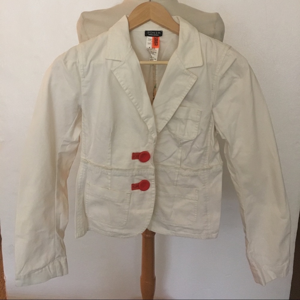 Sonia Rykiel White Fitted Jacket Sz 4